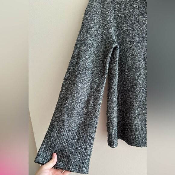 LOFT Marbled Grey Cowl Neck Sweater with Drawstring Tie, Size Medium - Picture 5 of 16